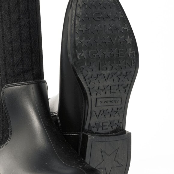 Givenchy Black Over-the-Knee Star & Stripe Sock Rain Boots - Picture 6 of 10